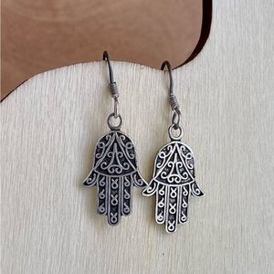Handmade Hamsa Hand Symbol Sterling Silver Earrings